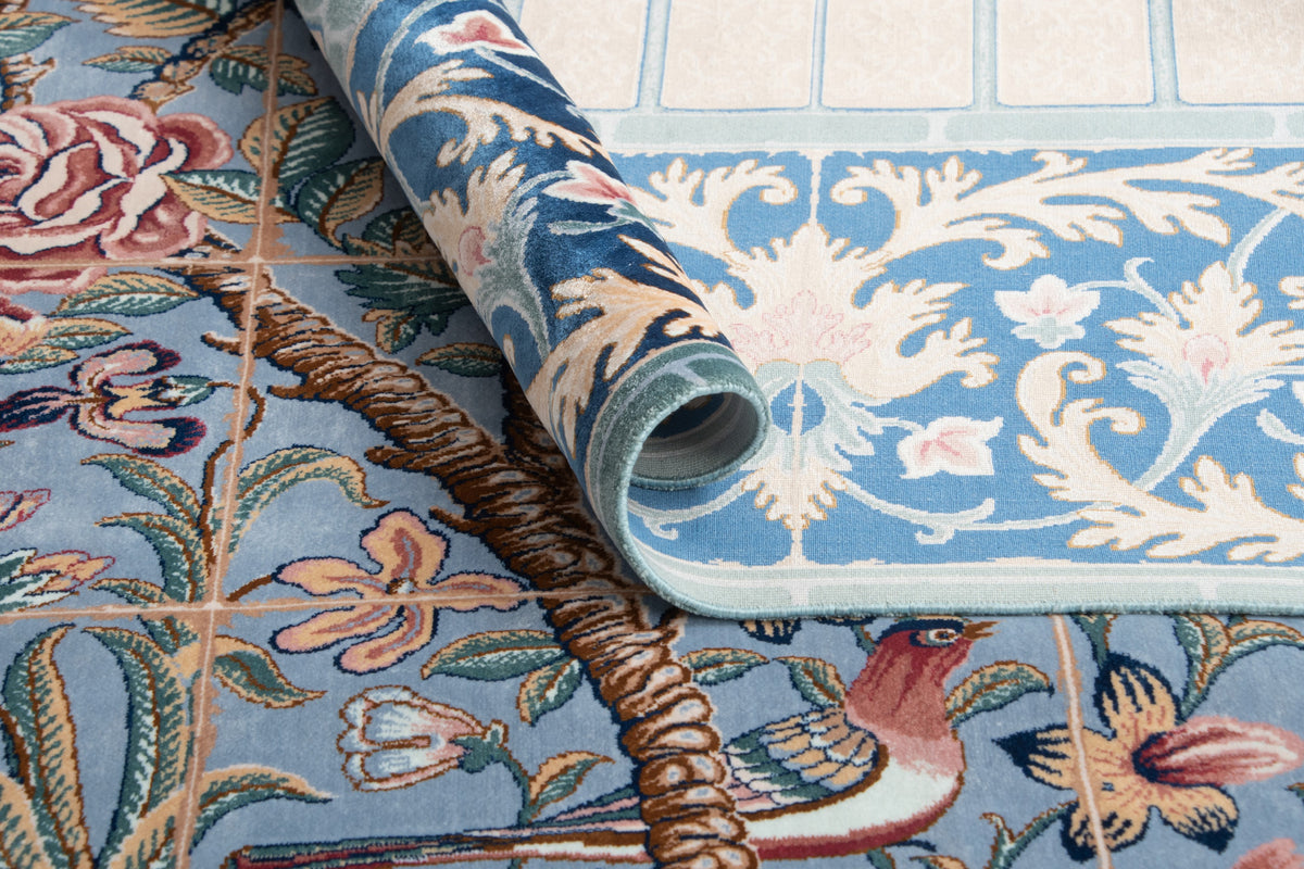 Quadratisch Teppich Ghom Design in Blau von Hadorn™ - Lifestyle Image